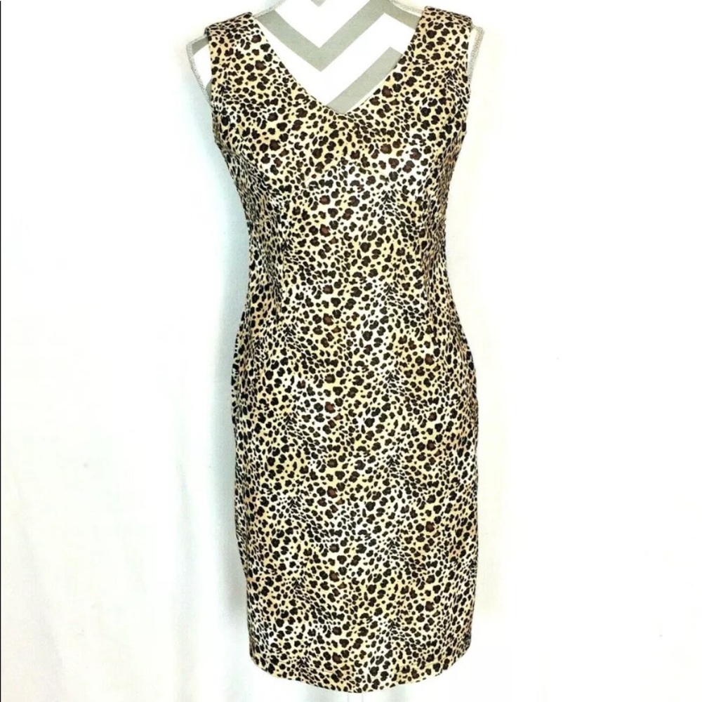 Leopard Print Dress Brown White Black Sleeveless